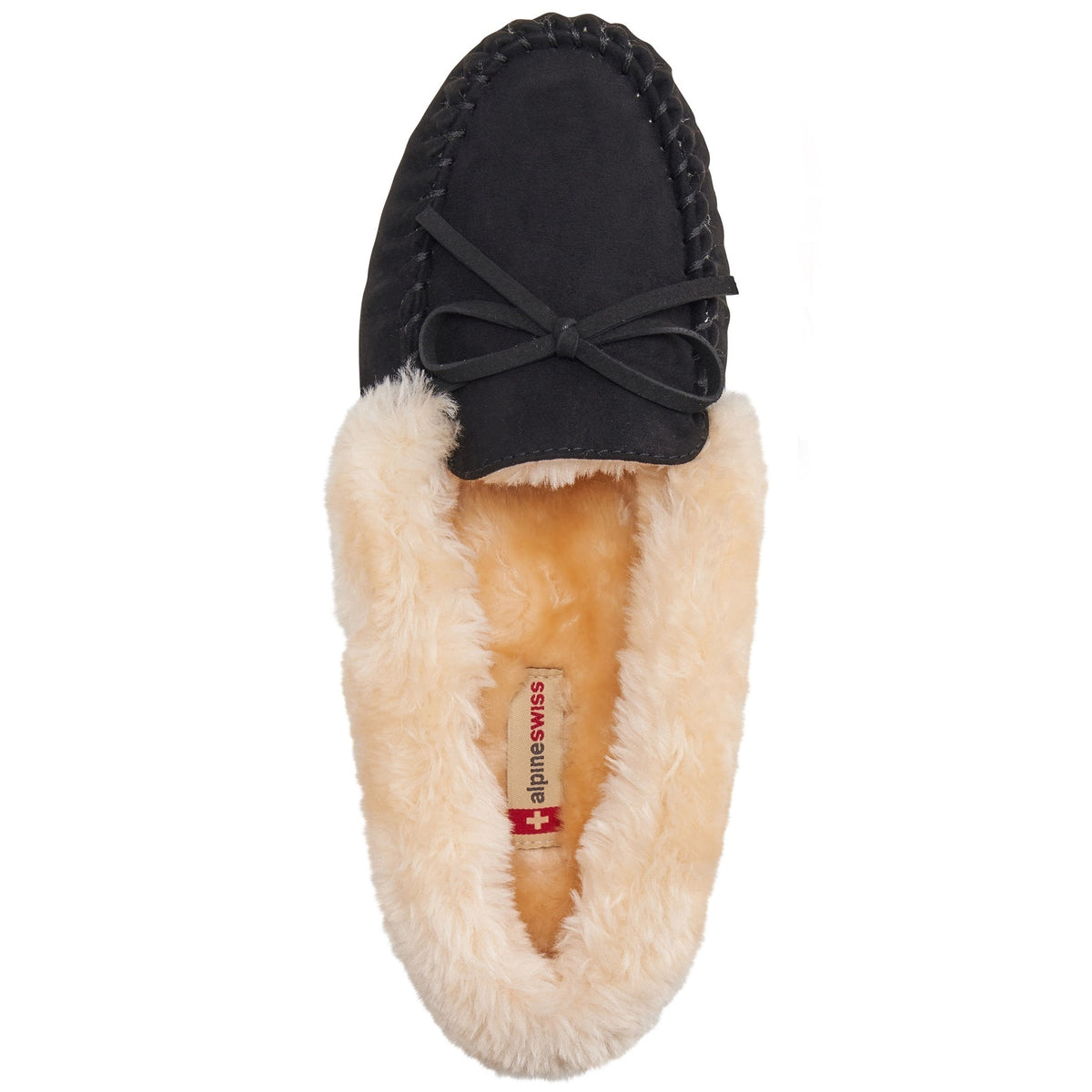 Alpine Swiss Leah Women’s Moccasin Slippers – Black