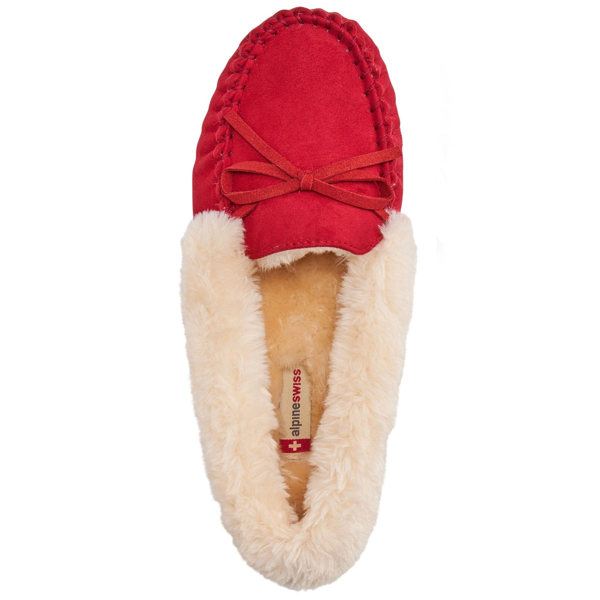 Alpine Swiss Leah Women’s Moccasin Slippers – Red