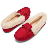 Alpine Swiss Leah Women’s Moccasin Slippers – Red