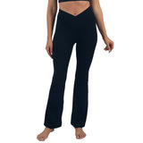 Alpine Swiss Leila Womens Flare Leggings Crossover High Waist Bootcut Yoga Pants – Black