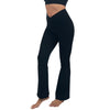 Alpine Swiss Leila Womens Flare Leggings Crossover High Waist Bootcut Yoga Pants – Black