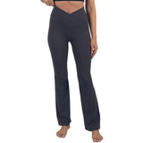 Alpine Swiss Leila Womens Flare Leggings Crossover High Waist Bootcut Yoga Pants – Gray