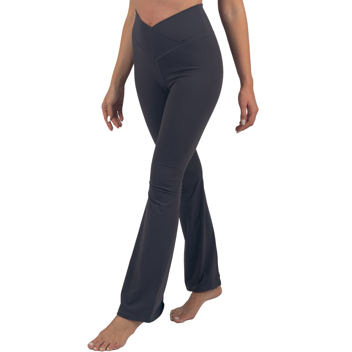 Alpine Swiss Leila Womens Flare Leggings Crossover High Waist Bootcut Yoga Pants – Gray