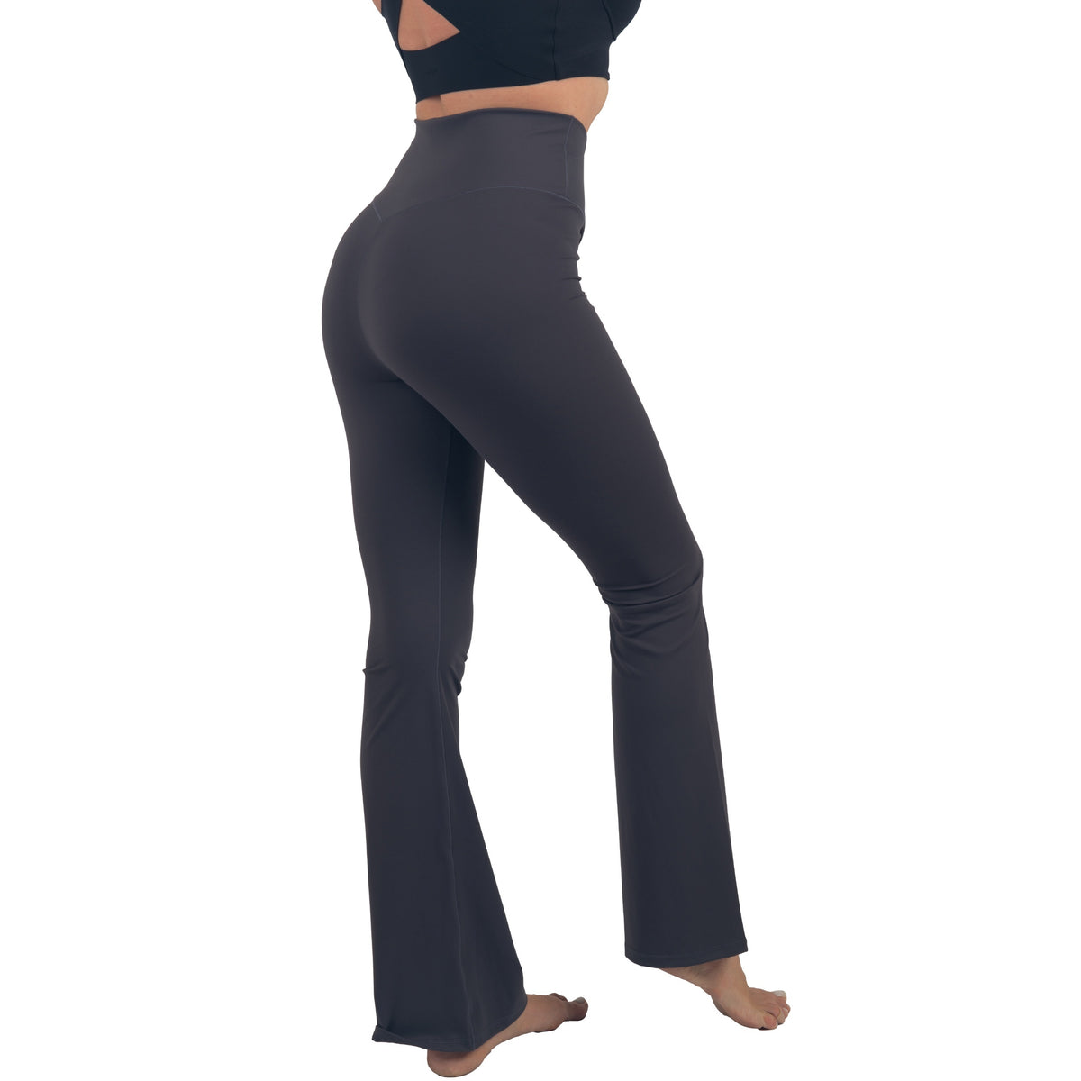 Alpine Swiss Leila Womens Flare Leggings Crossover High Waist Bootcut Yoga Pants – Gray