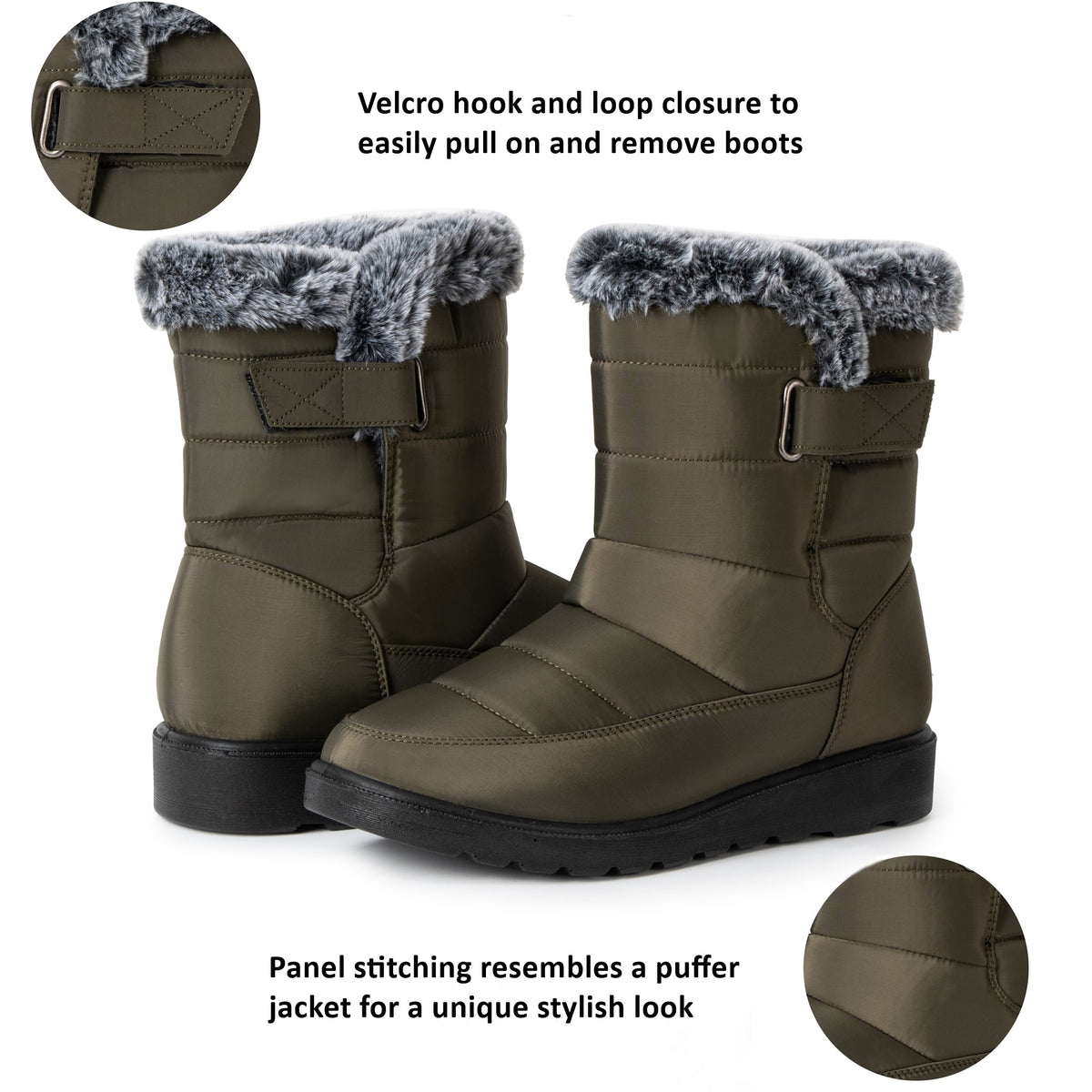 Alpine Swiss Lexie Women’s Snow Boots – Olive