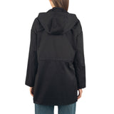 Alpine Swiss Lorie Womens Rain Jacket Removable Hood Long Rain Coat Trench Coat – Black
