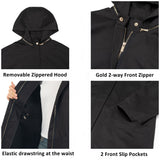 Alpine Swiss Lorie Womens Rain Jacket Removable Hood Long Rain Coat Trench Coat – Black