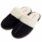 Alpine Swiss Womens Genuine Suede Memory Foam Scuff Slippers Slip On House Shoes – Black