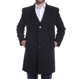 Alpine Swiss Luke Mens Wool Blend Overcoat Single Breasted Coat Tailored Topcoat – Black