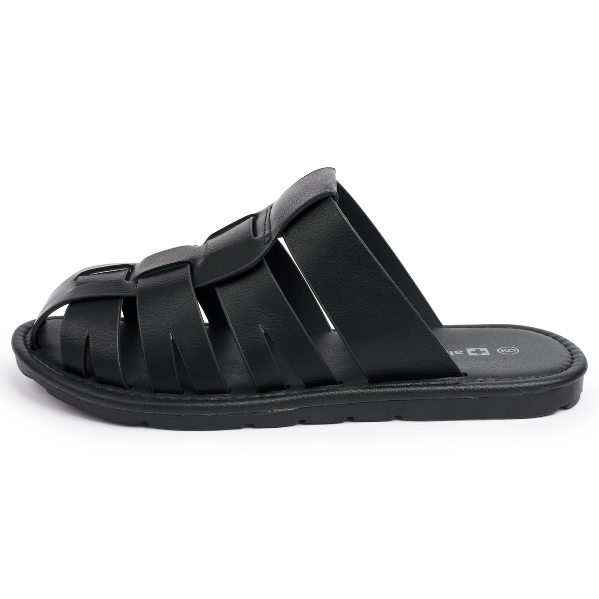 Alpine Swiss Marlin Mens Fisherman Slide Sandals Vegan Leather Dressy Sandals – Black
