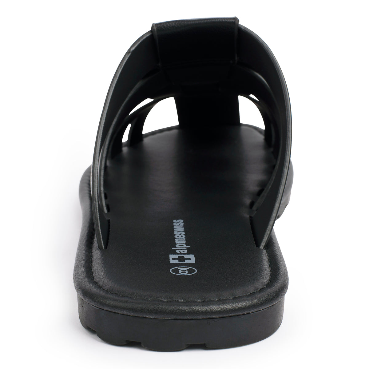 Alpine Swiss Marlin Mens Fisherman Slide Sandals Vegan Leather Dressy Sandals – Black