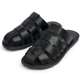 Alpine Swiss Marlin Mens Fisherman Slide Sandals Vegan Leather Dressy Sandals – Black