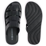 Alpine Swiss Marlin Mens Fisherman Slide Sandals Vegan Leather Dressy Sandals – Black