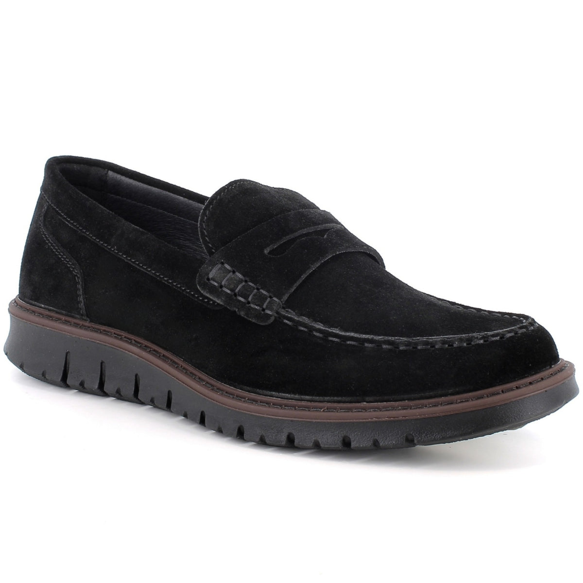 Alpine Swiss Mateo Mens Suede Penny Loafers Italian Dress Casual Slip On Shoes – Black