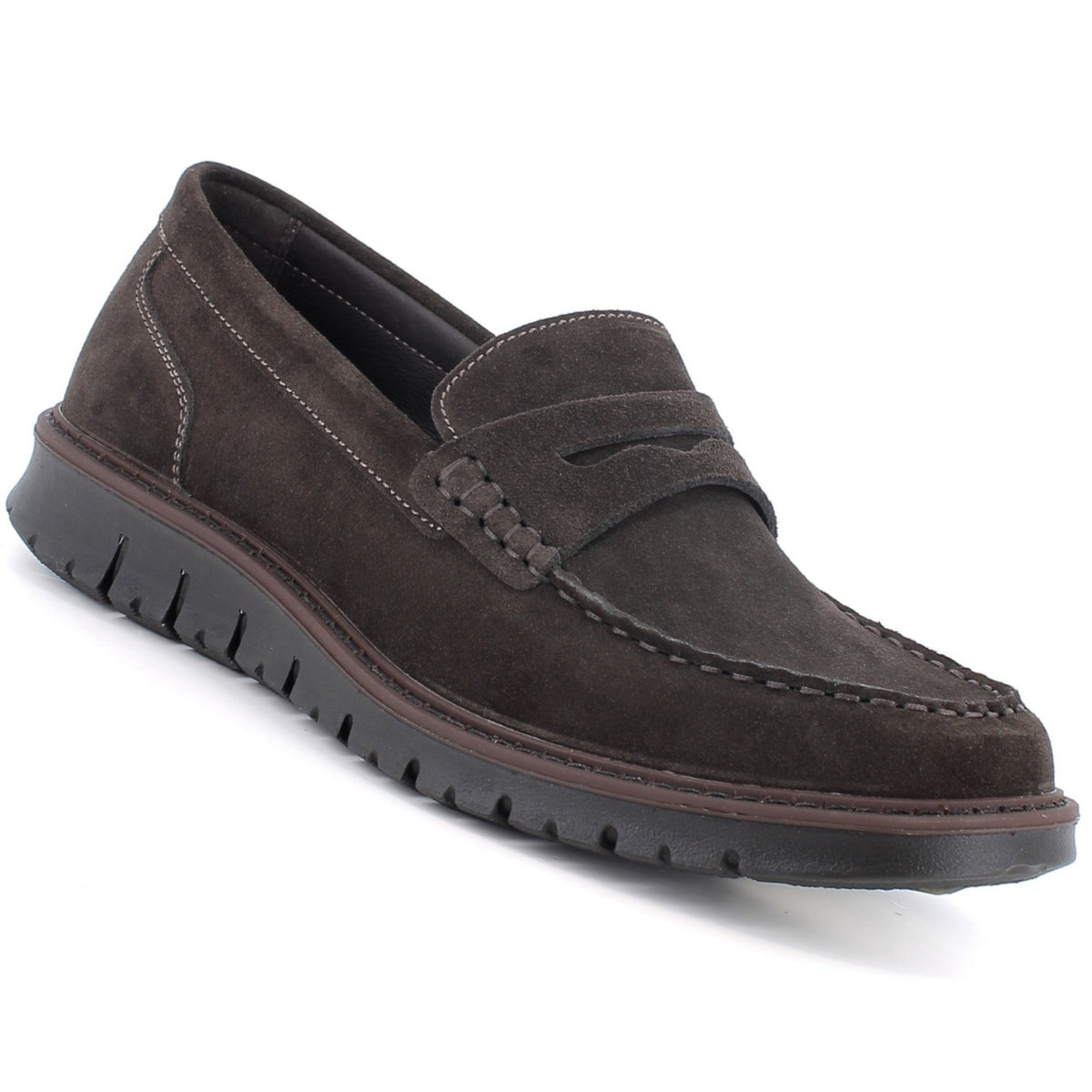 Alpine Swiss Mateo Mens Suede Penny Loafers Italian Dress Casual Slip On Shoes – Brown