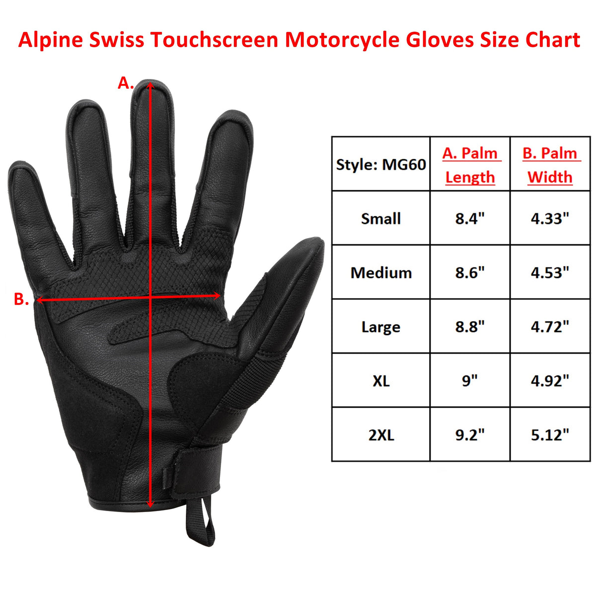 Alpine Swiss Men's Motorcycle Gloves Protective Outdoor Gloves with Reinforced – Black