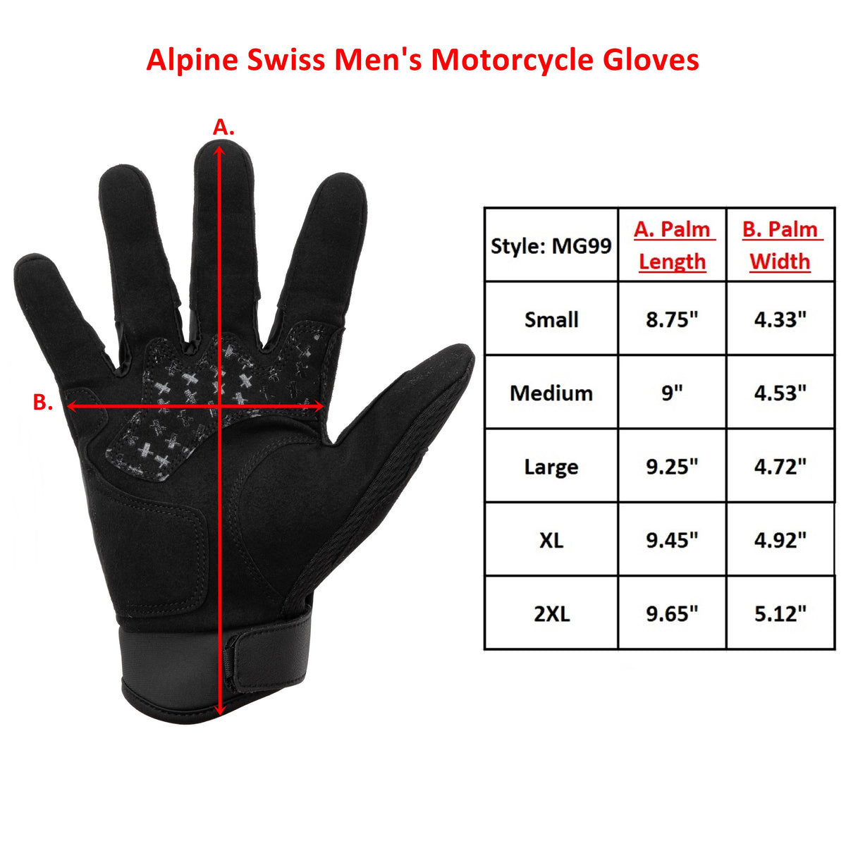 Alpine Swiss Mens Motorcycle Riding Gloves Touchscreen Outdoor Gloves with – Black