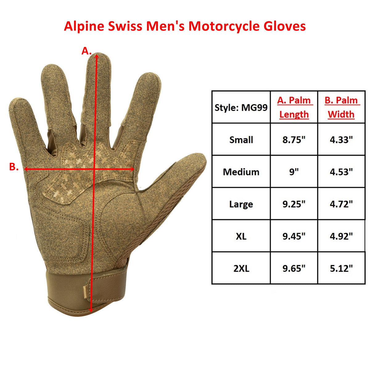 Alpine Swiss Mens Motorcycle Riding Gloves Touchscreen Outdoor Gloves with – Tan