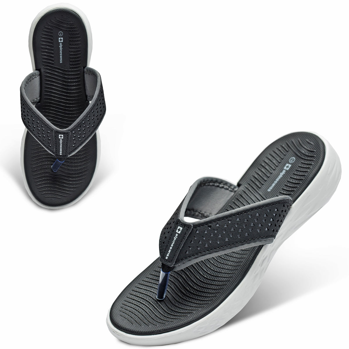 Alpine Swiss Miley Flip Flops for Women Comfortable Outdoor Walking Thong Sandals – Black