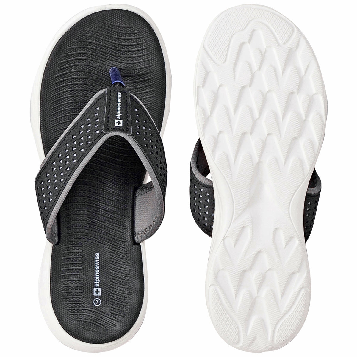Alpine Swiss Miley Flip Flops for Women Comfortable Outdoor Walking Thong Sandals – Black