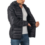 Alpine Swiss Mens Light Puffer Jacket Removable Hood Milo Winter Coat Packable – Black