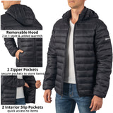 Alpine Swiss Mens Light Puffer Jacket Removable Hood Milo Winter Coat Packable – Black