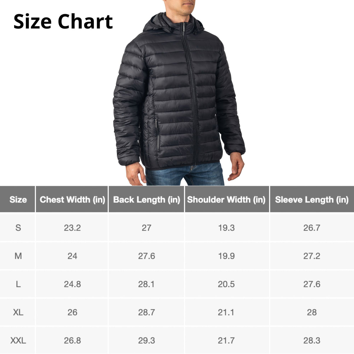 Alpine Swiss Mens Light Puffer Jacket Removable Hood Milo Winter Coat Packable – Black
