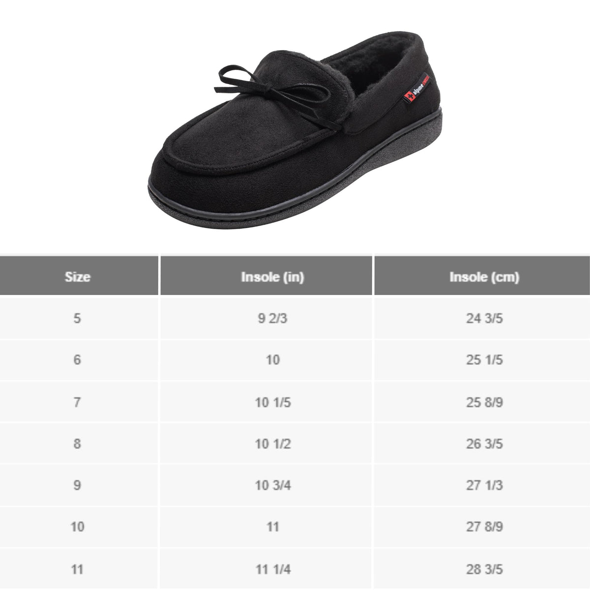 Alpine Swiss Womens Moccasin Slippers Warm Shearling Comfortable House Shoes – Black