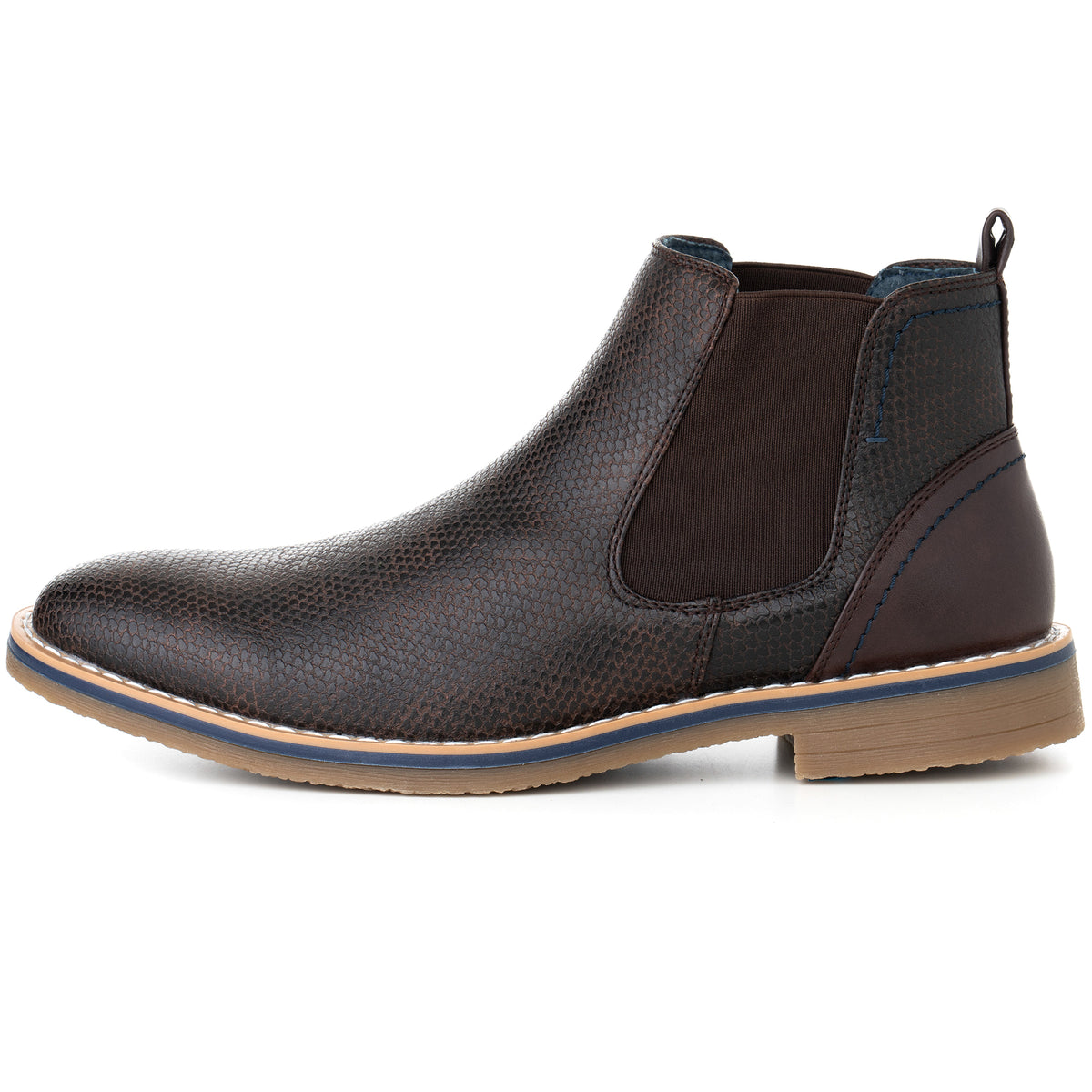 Alpine Swiss Mens Nash Chelsea Boots Snakeskin Ankle Boot Genuine Leather Lined – Brown