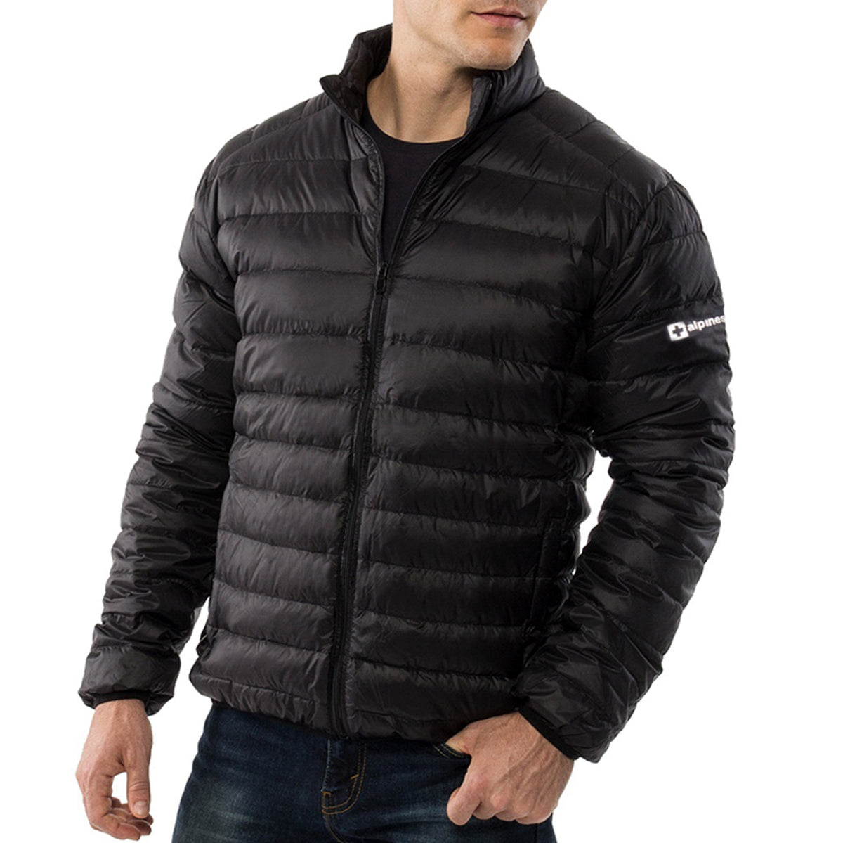 Alpine Swiss Niko Men’s Puffer Jacket Warm Down Alternative Insulated Coat – Black