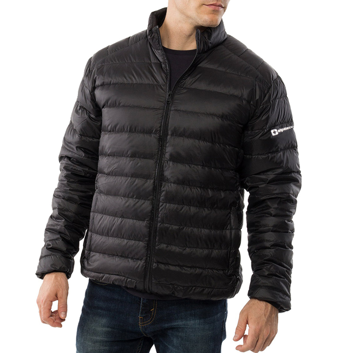 Alpine Swiss Niko Men’s Puffer Jacket Warm Down Alternative Insulated Coat – Black
