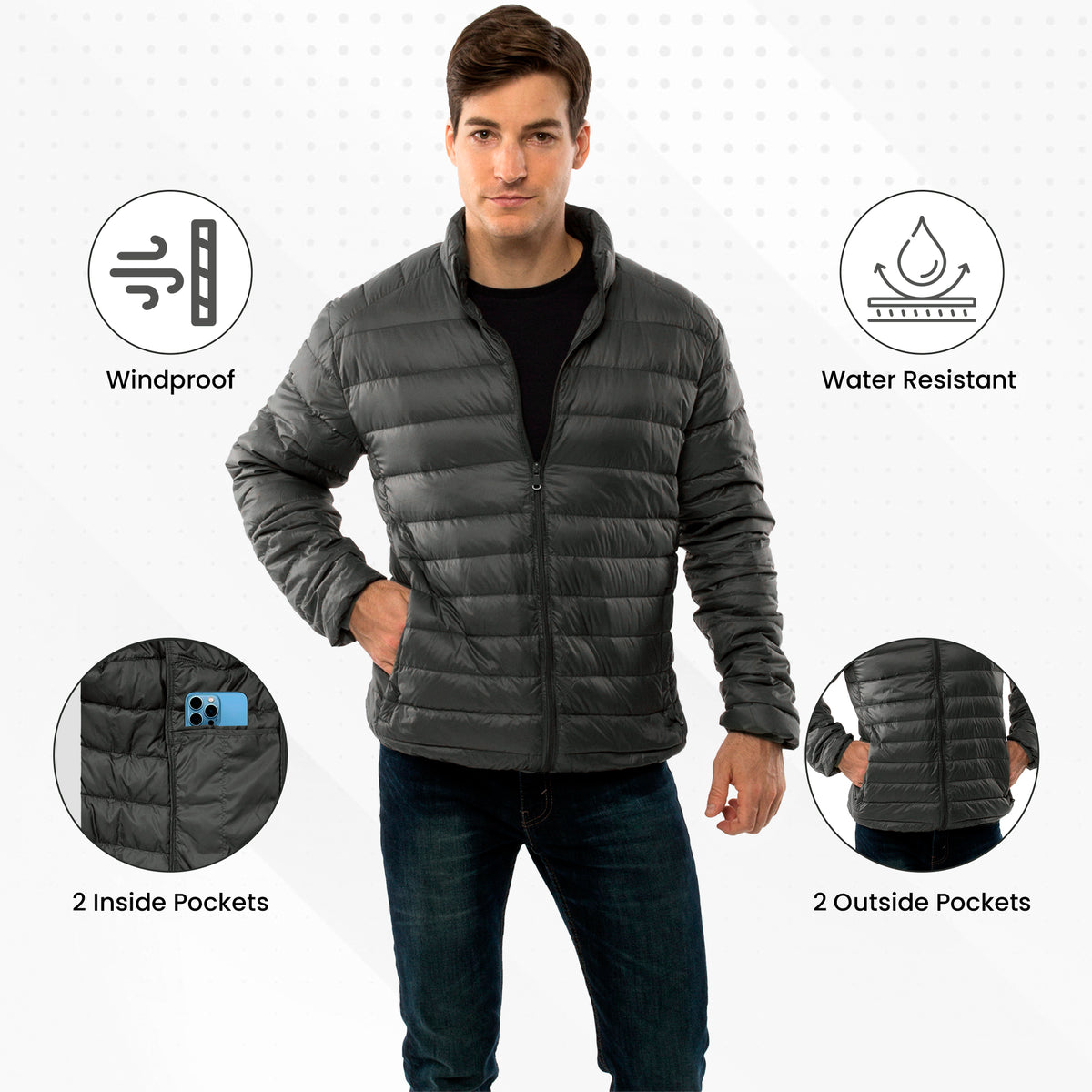 Alpine Swiss Niko Men’s Puffer Jacket Warm Down Alternative Insulated Coat – Green