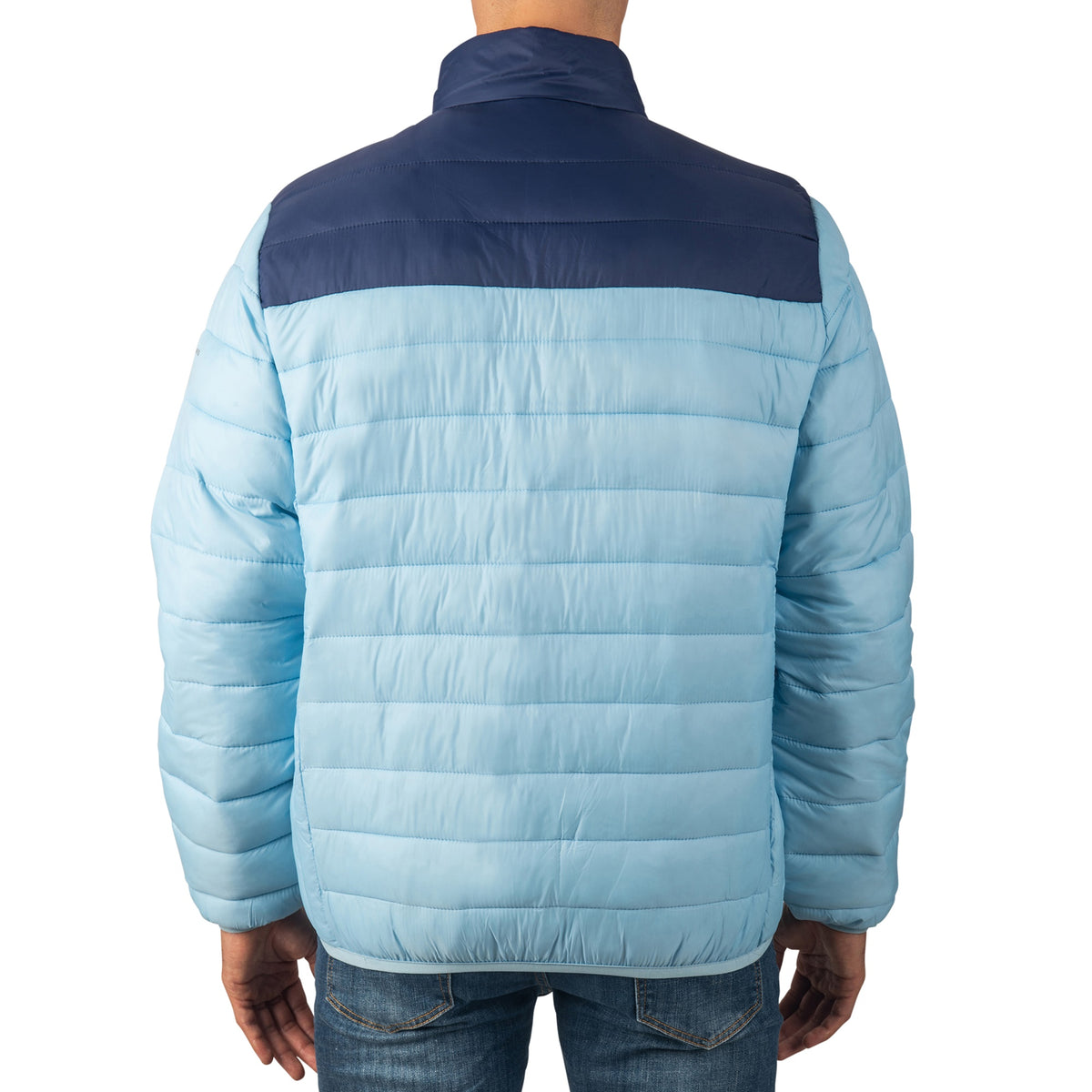 Alpine Swiss Niko Men’s Puffer Jacket Warm Down Alternative Insulated Coat – Sky Blue Navy