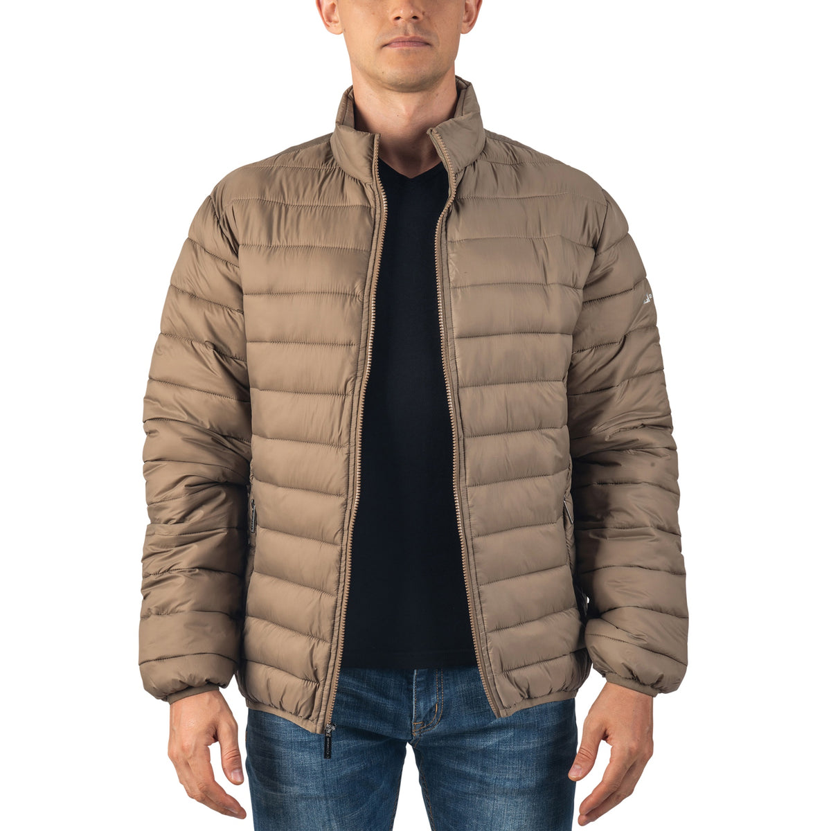 Alpine Swiss Niko Men’s Puffer Jacket Warm Down Alternative Insulated Coat – Taupe