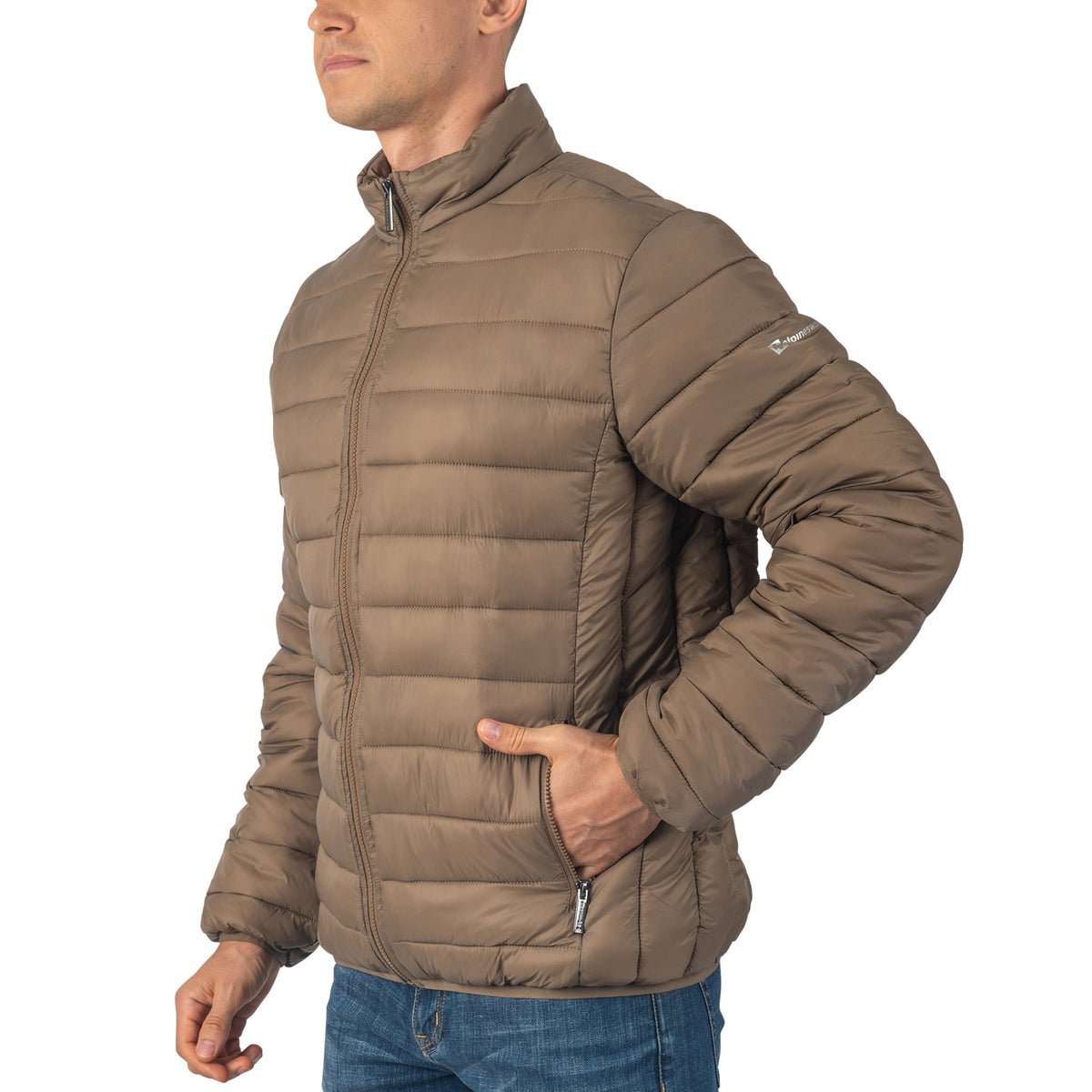 Alpine Swiss Niko Men’s Puffer Jacket Warm Down Alternative Insulated Coat – Taupe