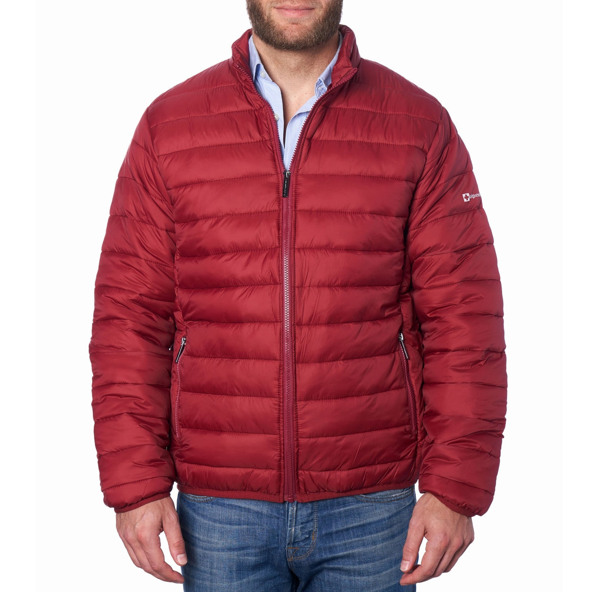 Alpine Swiss Niko Men’s Puffer Jacket Warm Down Alternative Insulated Coat – Red