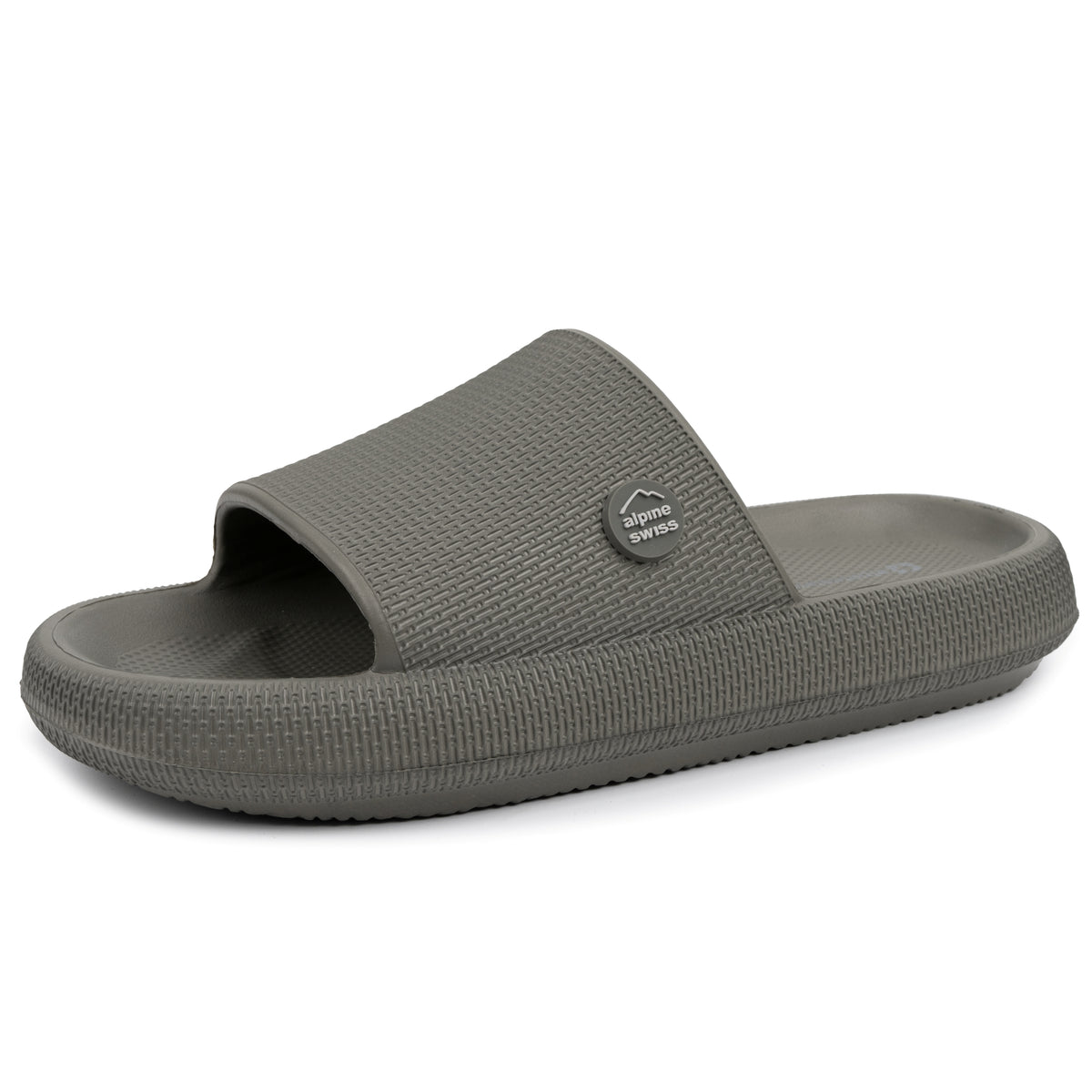 Alpine Swiss Omar Mens Slides Pillow Slippers Ultra Cushioned Cloud Slide Sandal – Olive