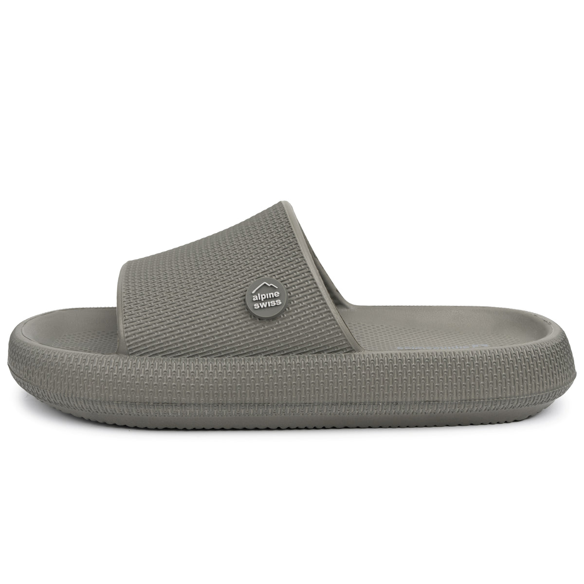 Alpine Swiss Omar Mens Slides Pillow Slippers Ultra Cushioned Cloud Slide Sandal – Olive