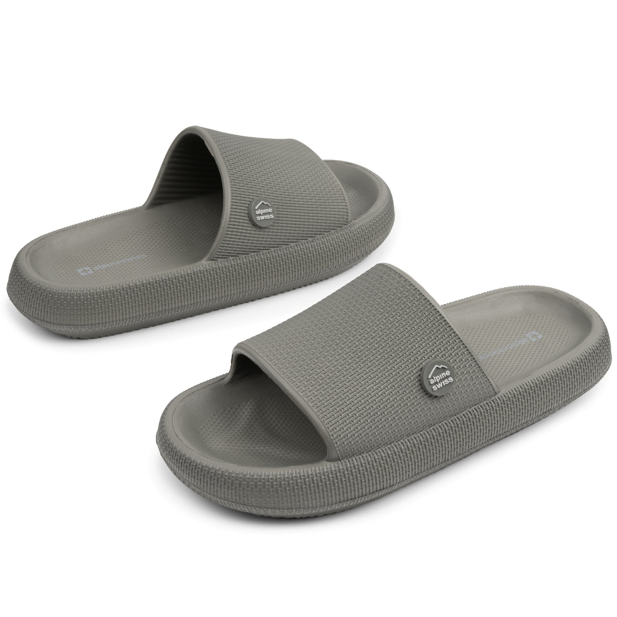 Alpine Swiss Omar Mens Slides Pillow Slippers Ultra Cushioned Cloud Slide Sandal – Olive
