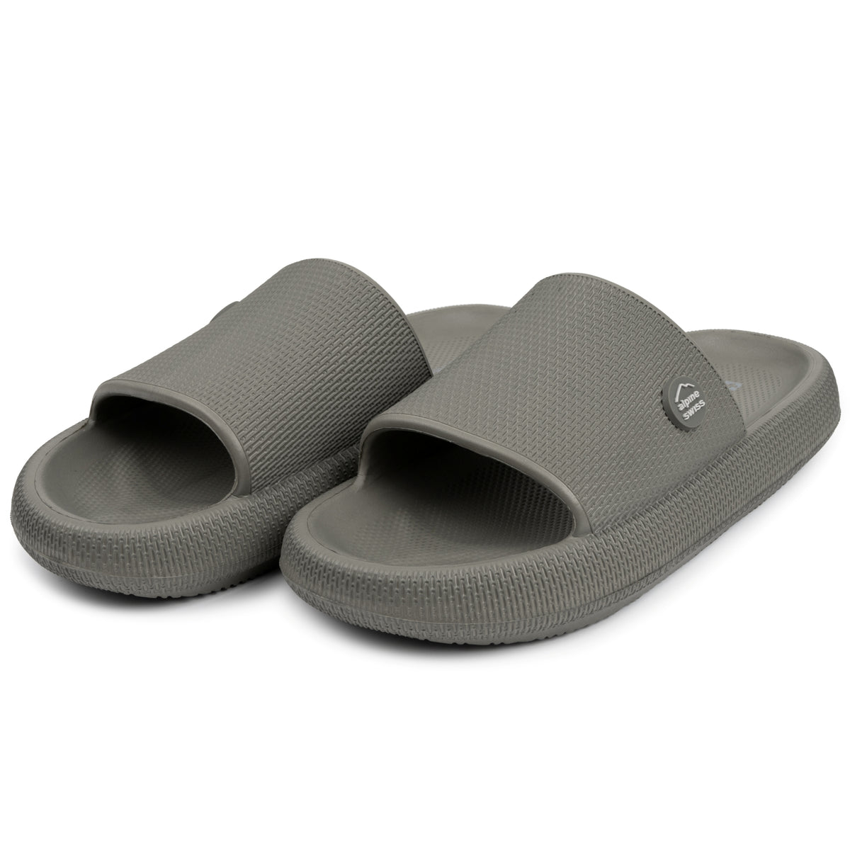 Alpine Swiss Omar Mens Slides Pillow Slippers Ultra Cushioned Cloud Slide Sandal – Olive