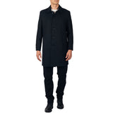 Alpine Swiss Orson Mens Wool Blend Top Coat Winter Car Coat Long Tailored Jacket – Black