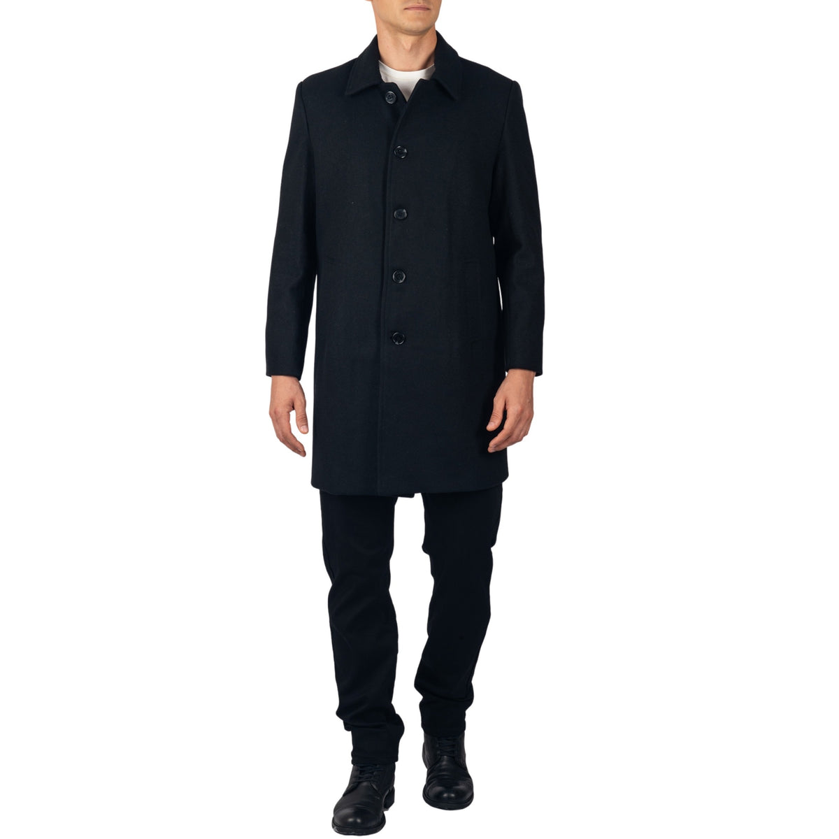Alpine Swiss Orson Mens Wool Blend Top Coat Winter Car Coat Long Tailored Jacket – Black