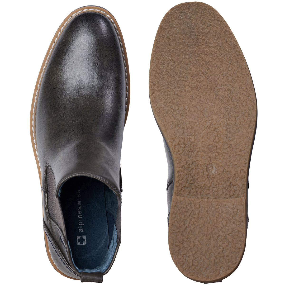 Alpine Swiss Mens Owen Chelsea Boots Pull Up Ankle Boot Genuine Leather Lined – Gray