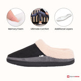 Alpine Swiss Mens Memory Foam Clog Slippers Fleece Fuzzy Slip On House Shoes – Black