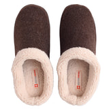 Alpine Swiss Mens Memory Foam Clog Slippers Fleece Fuzzy Slip On House Shoes – Brown