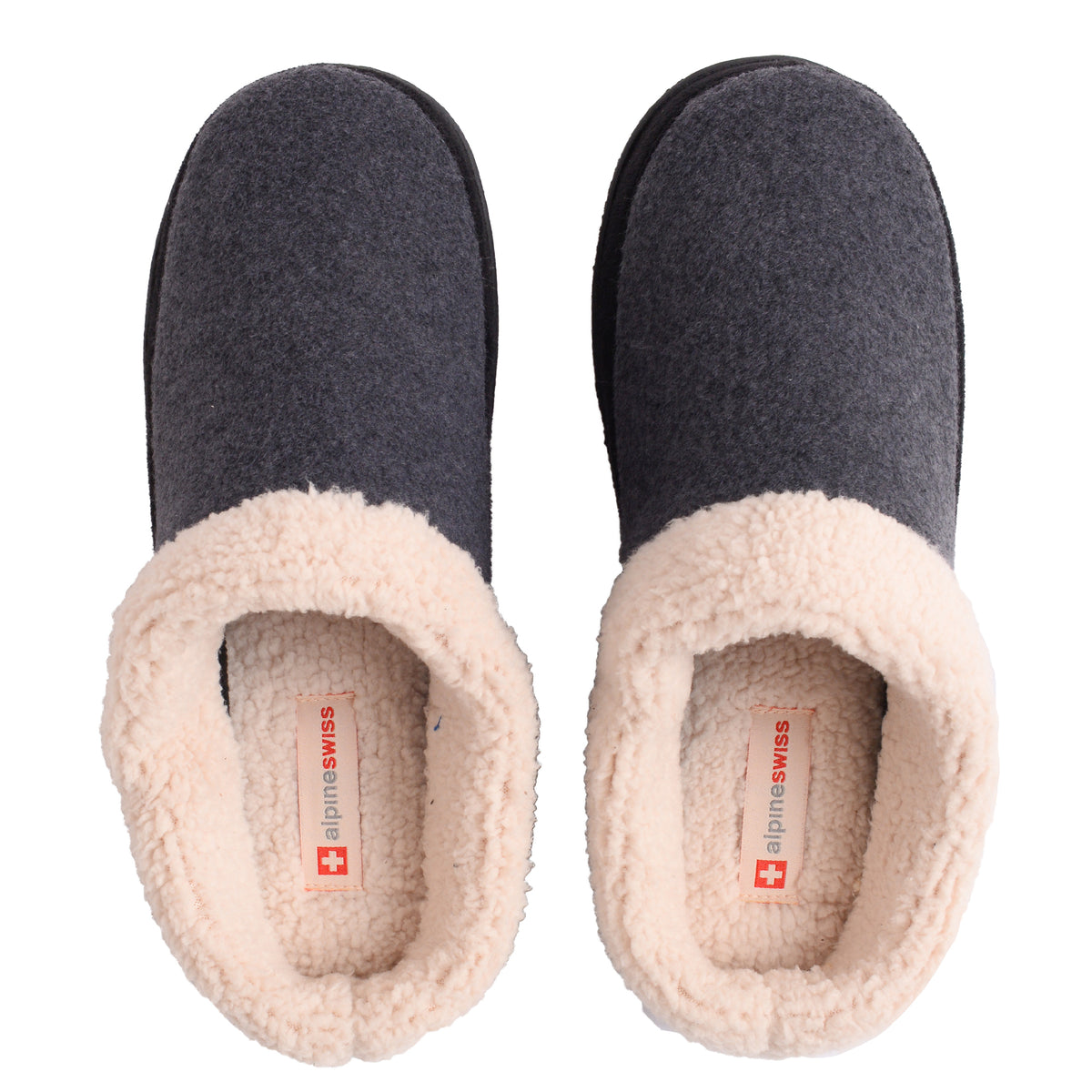 Alpine Swiss Mens Memory Foam Clog Slippers Fleece Fuzzy Slip On House Shoes – Gray