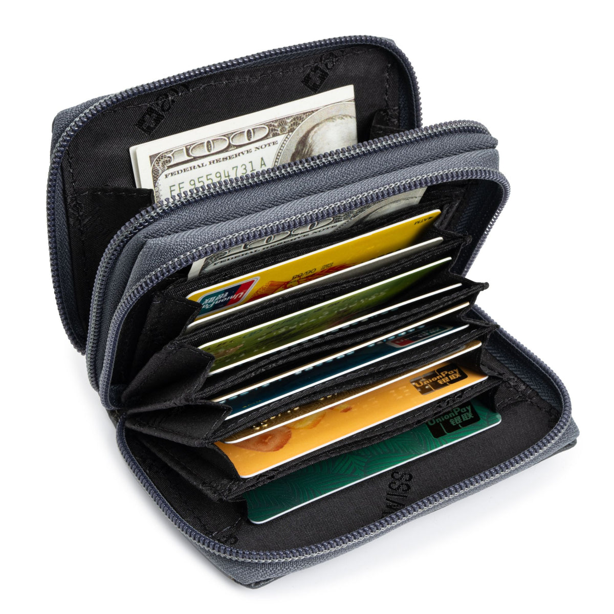 Alpine Swiss Womens Accordion Organizer Wallet Leather Credit Card Case ID – Gray
