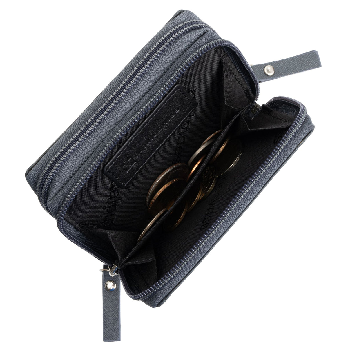 Alpine Swiss Womens Accordion Organizer Wallet Leather Credit Card Case ID – Gray