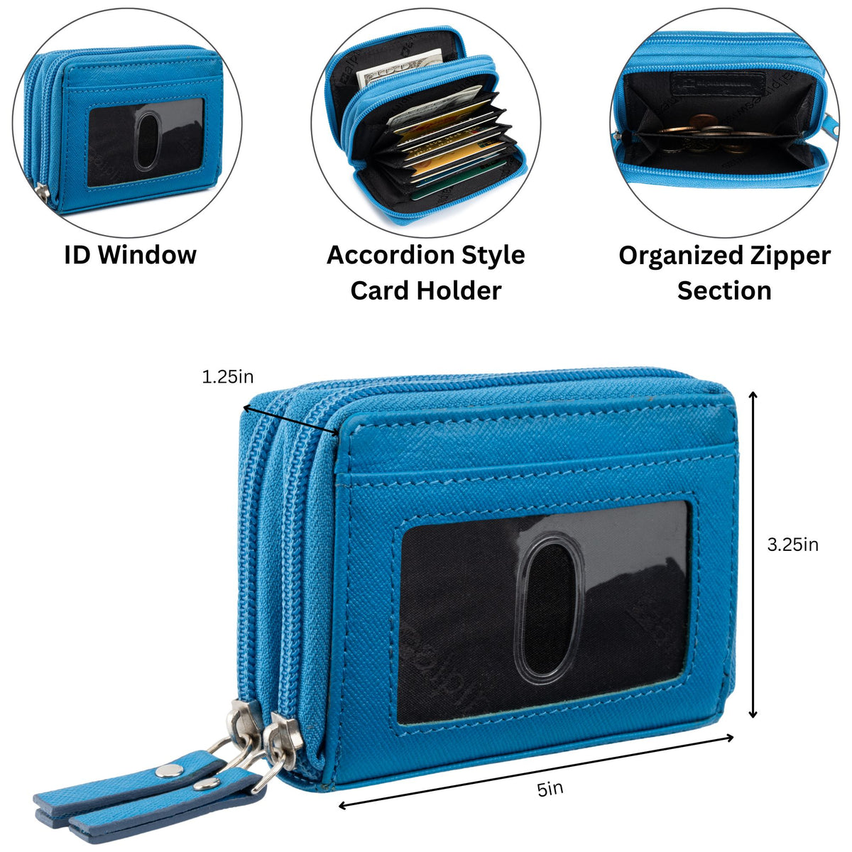 Alpine Swiss Womens Accordion Organizer Wallet Leather Credit Card Case ID – Indigo