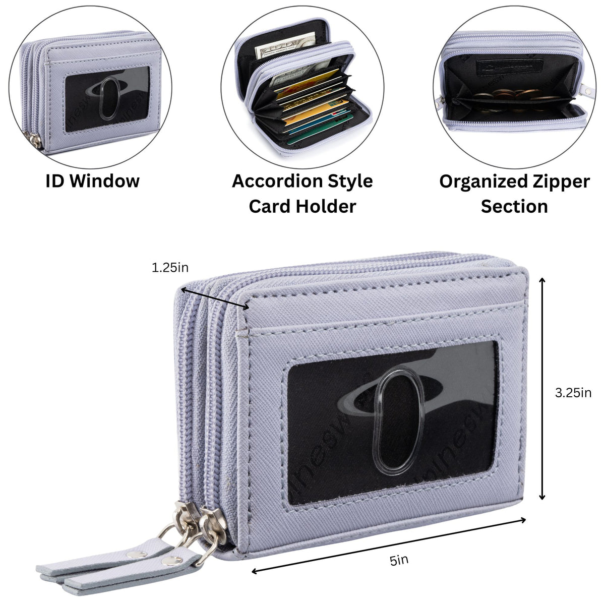 Alpine Swiss Womens Accordion Organizer Wallet Leather Credit Card Case ID – Lilac
